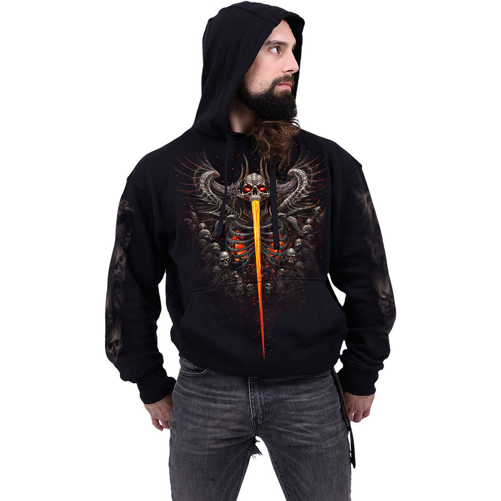 Spiral Unisex Pullover Hoodie: Gates Of Hell (Black) (Back & Sleeve Print)
