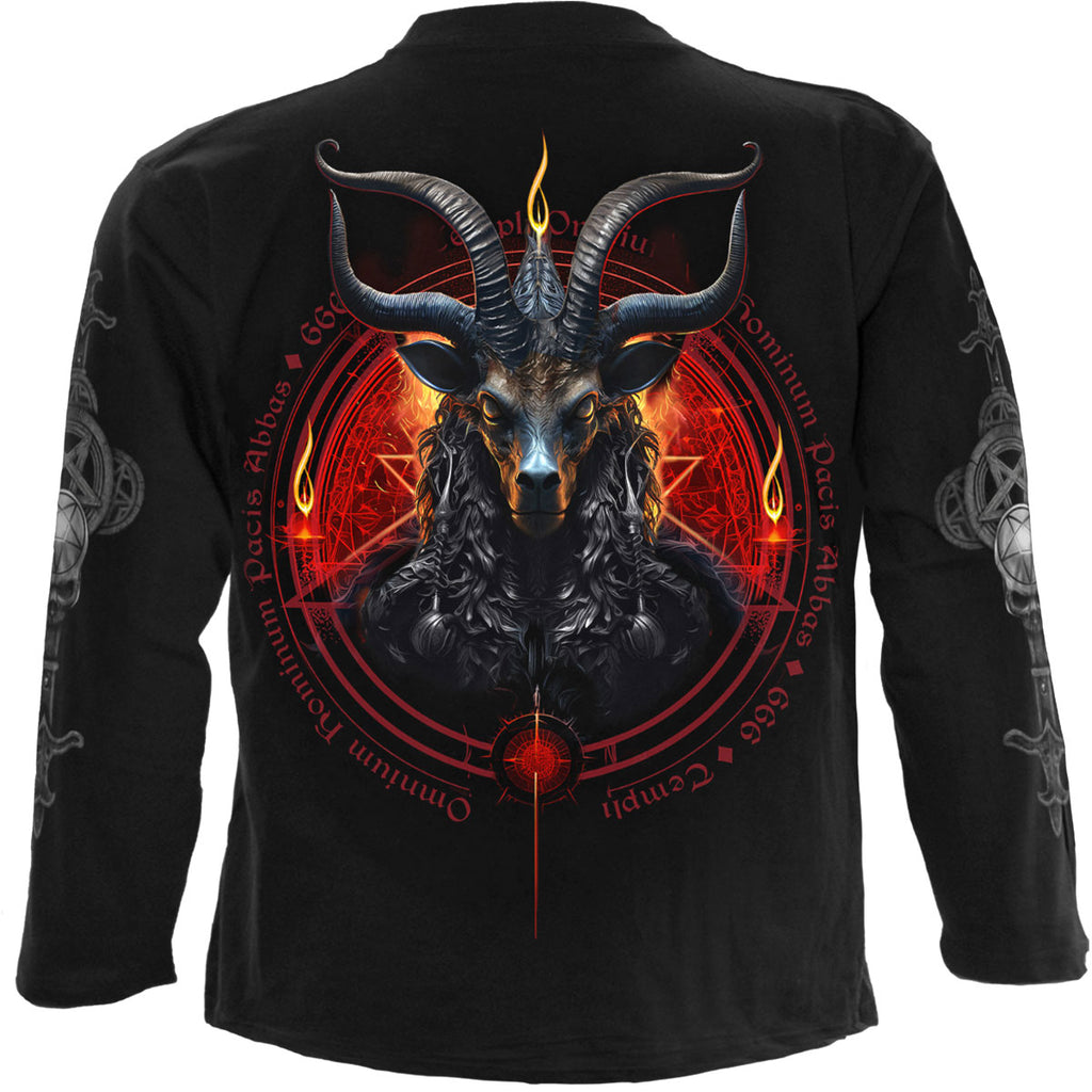 Spiral Unisex Long Sleeve T-Shirt: Baphomet (Black) (Back & Sleeve Print)
