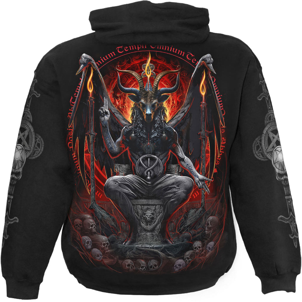 Spiral Unisex Pullover Hoodie: Baphomet (Black) (Back & Sleeve Print)