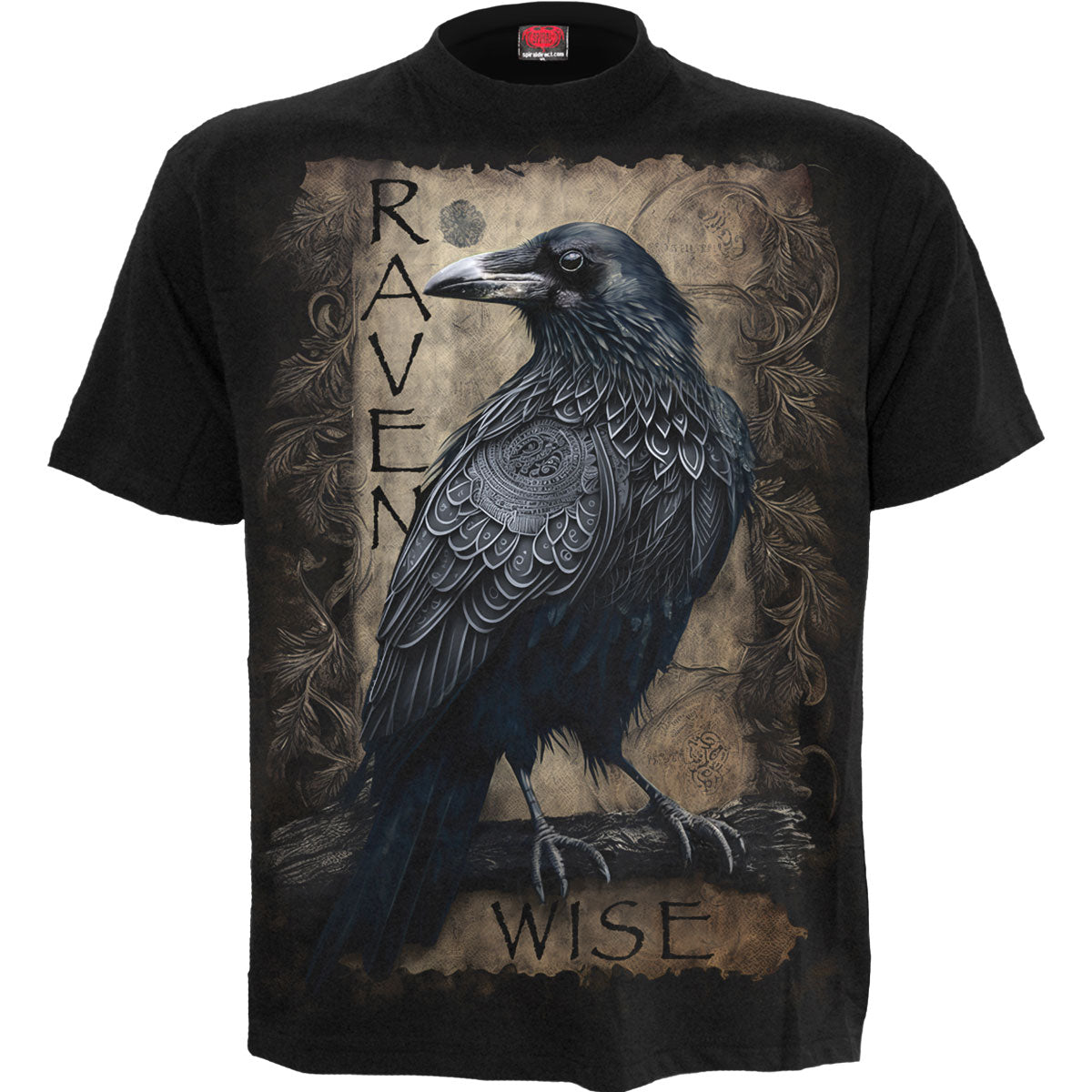 Spiral Unisex T-Shirt: Raven Wise (Black) (Back Print)