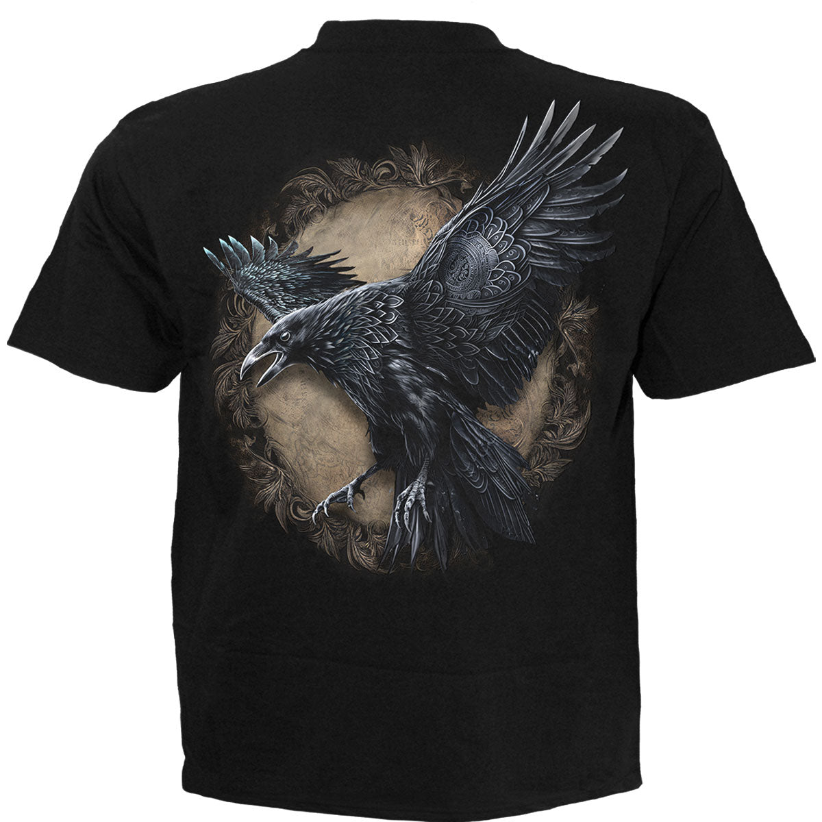 Spiral Unisex T-Shirt: Raven Wise (Black) (Back Print)