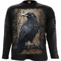Spiral Unisex Long Sleeve T-Shirt: Raven Wise (Black) (Back & Sleeve Print)