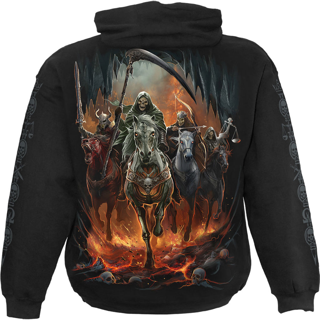 Spiral Unisex Pullover Hoodie: Revelation (Black) (Back & Sleeve Print)