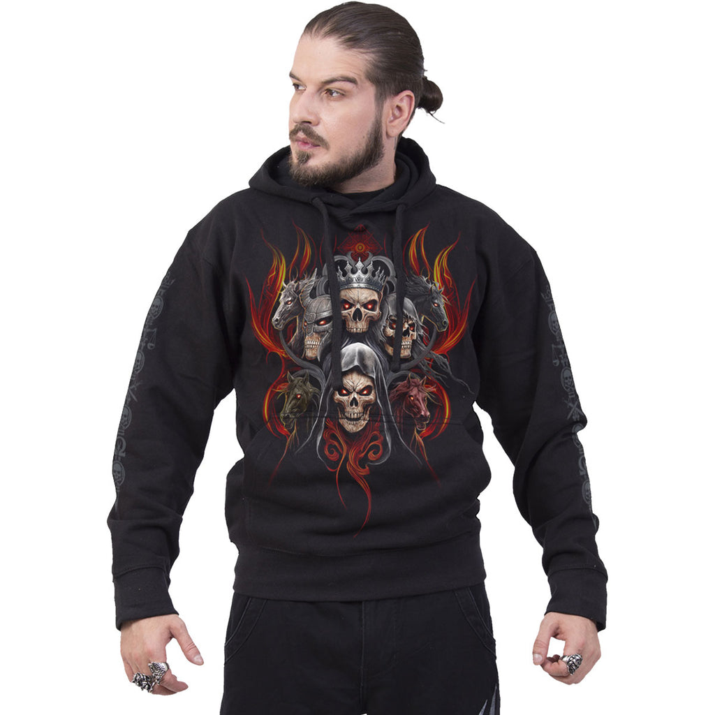 Spiral Unisex Pullover Hoodie: Revelation (Black) (Back & Sleeve Print)
