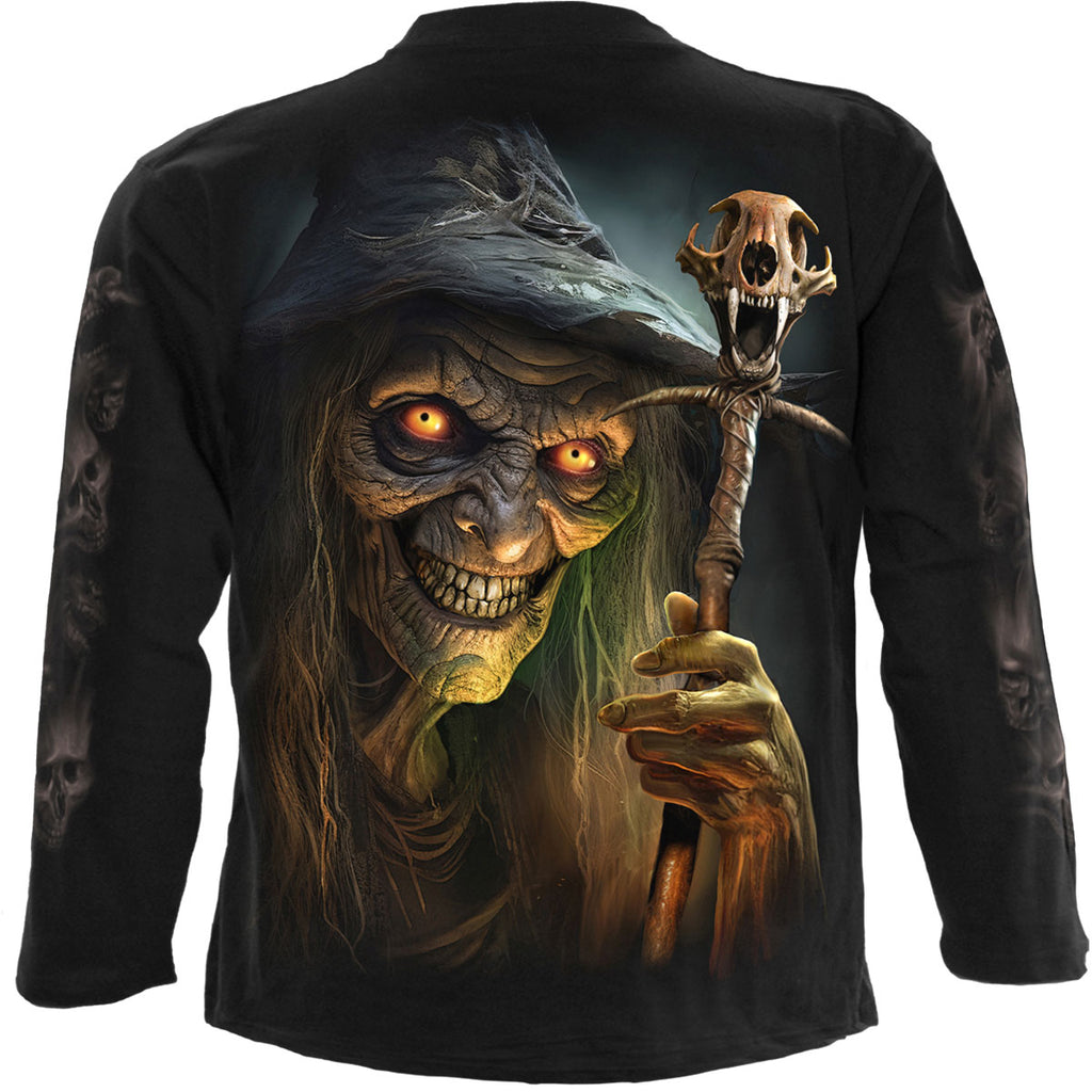 Spiral Unisex Long Sleeve T-Shirt: Witch's Brew (Black) (Back & Sleeve Print)