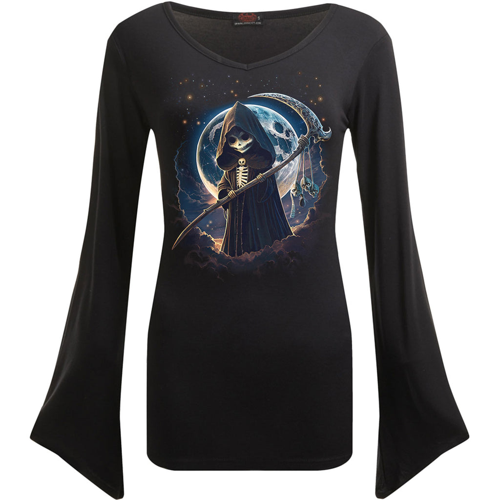 Spiral Ladies Gothic Sleeve T-Shirt: Reaperette (Black)