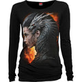 Spiral Ladies Long Sleeve Baggy T-Shirt: Draco Queen (Black)