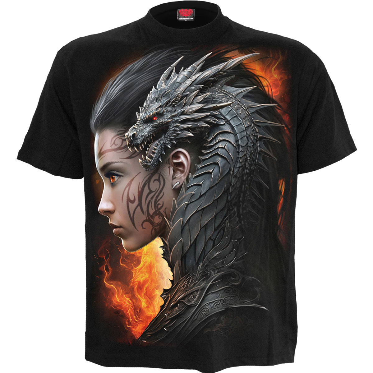 Spiral Unisex T-Shirt: Draco Queen (Black) (Back Print)