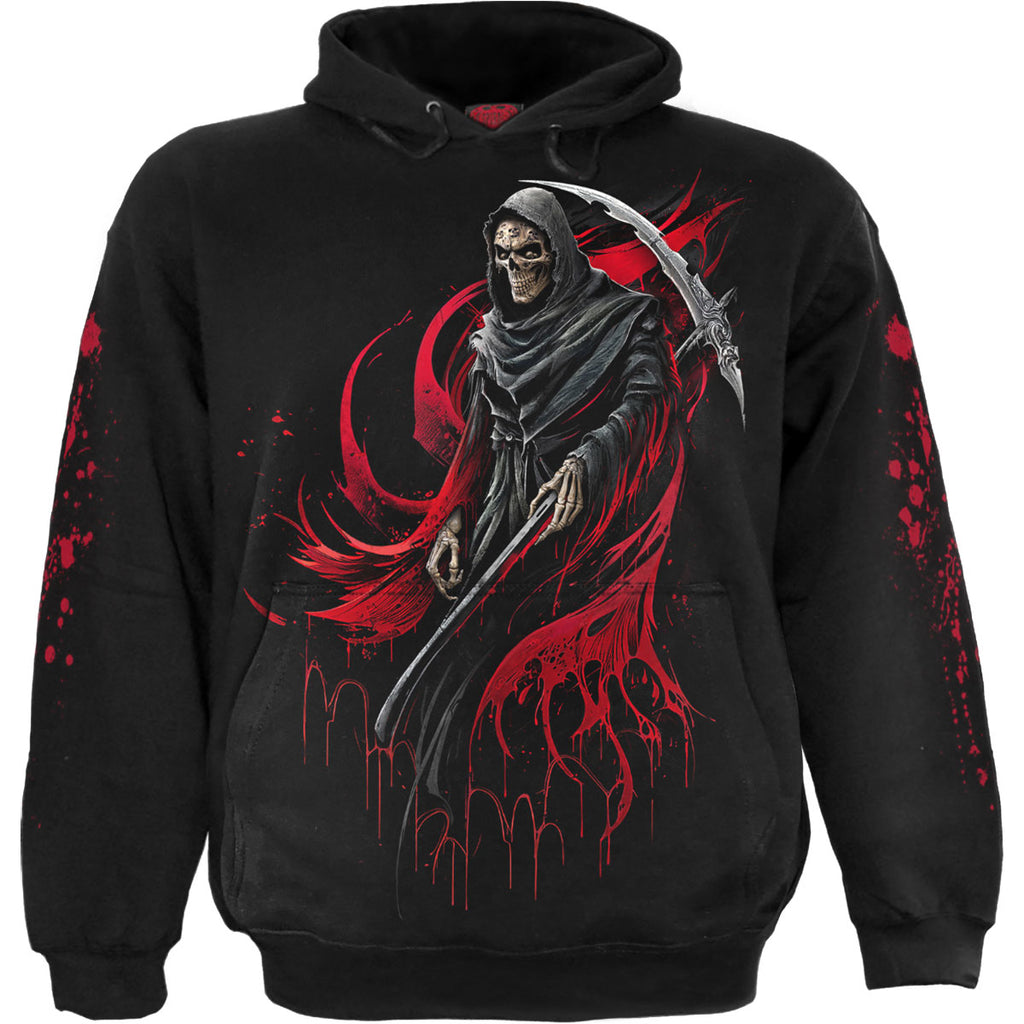 Spiral Unisex Pullover Hoodie: Screaming Death (Black) (Back & Sleeve Print)