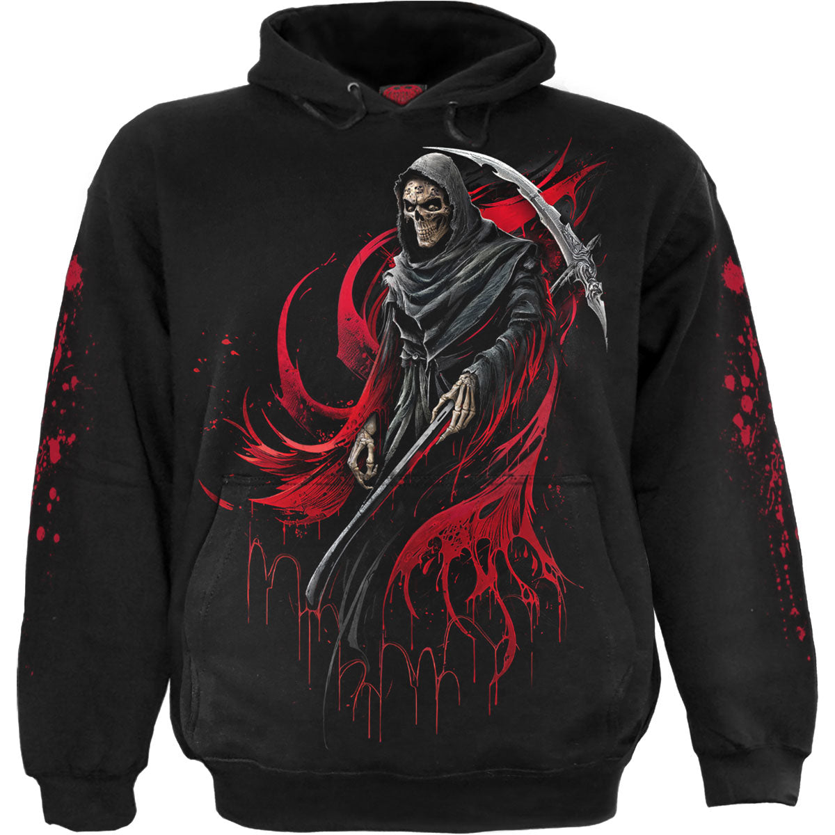 Spiral Unisex Pullover Hoodie: Screaming Death (Black) (Back & Sleeve Print)