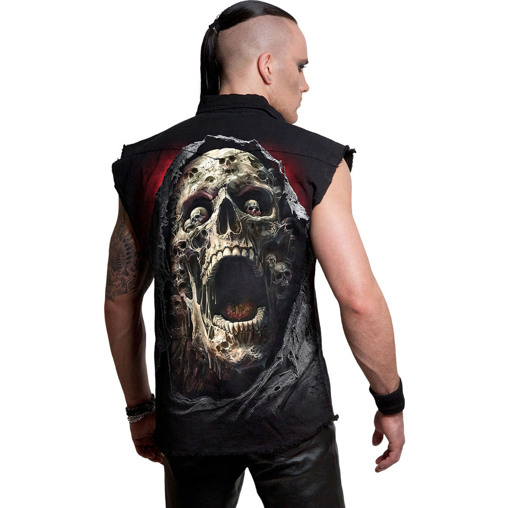 Spiral Unisex Worker Shirt: Screaming Death (Black) (Back Print)