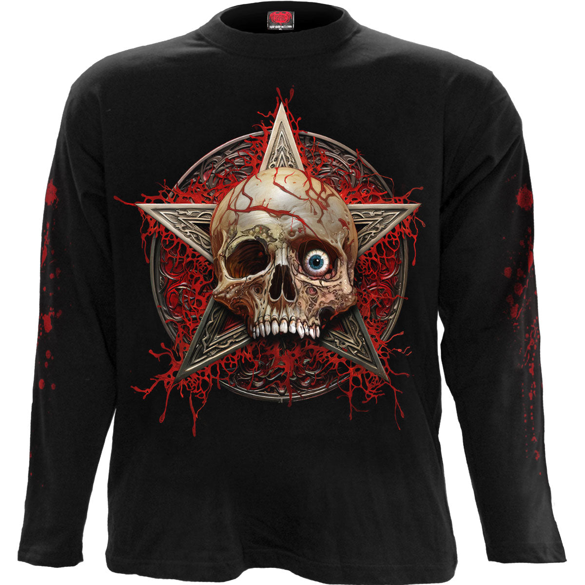 Spiral Unisex Long Sleeve T-Shirt: Creeping Curse (Black) (Back & Sleeve Print)