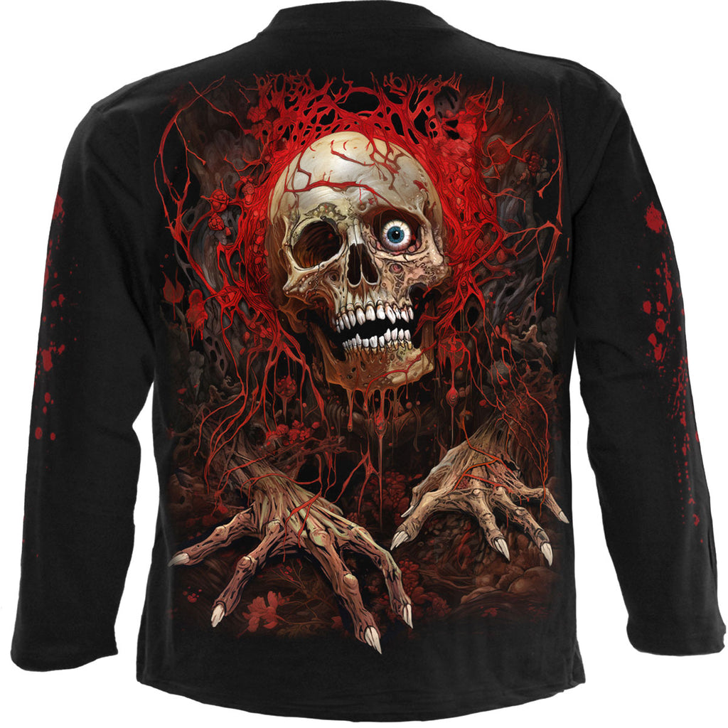 Spiral Unisex Long Sleeve T-Shirt: Creeping Curse (Black) (Back & Sleeve Print)