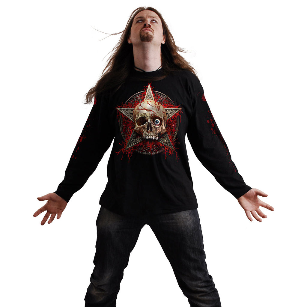 Spiral Unisex Long Sleeve T-Shirt: Creeping Curse (Black) (Back & Sleeve Print)