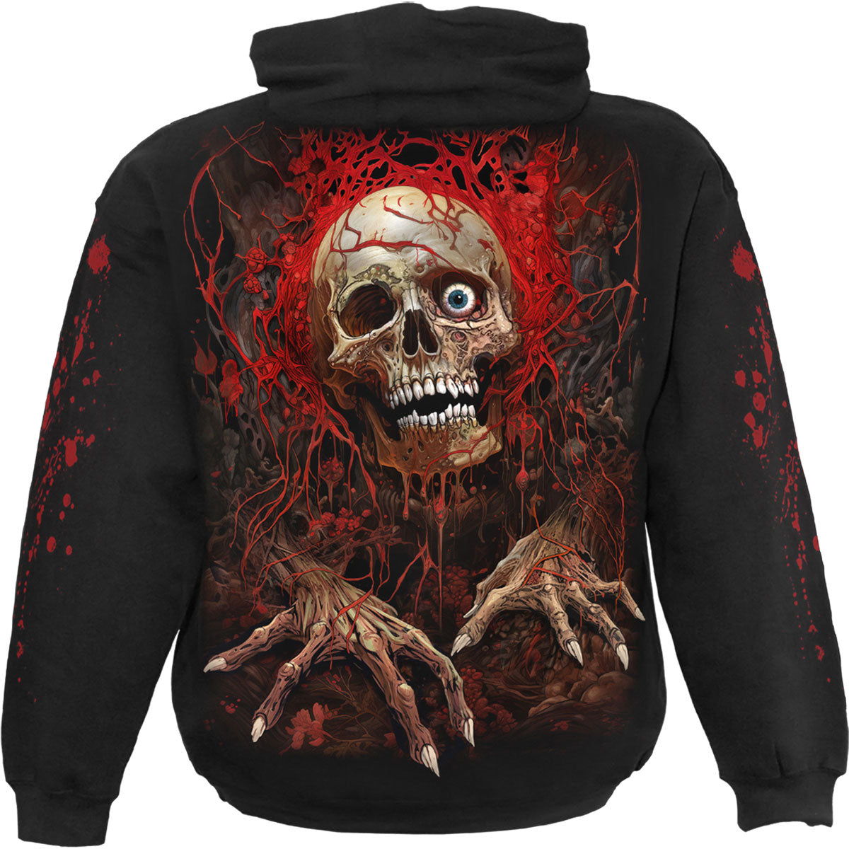 Spiral Unisex Pullover Hoodie: Creeping Curse (Black) (Back & Sleeve Print)
