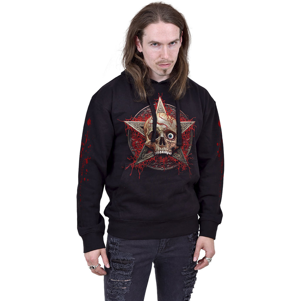 Spiral Unisex Pullover Hoodie: Creeping Curse (Black) (Back & Sleeve Print)