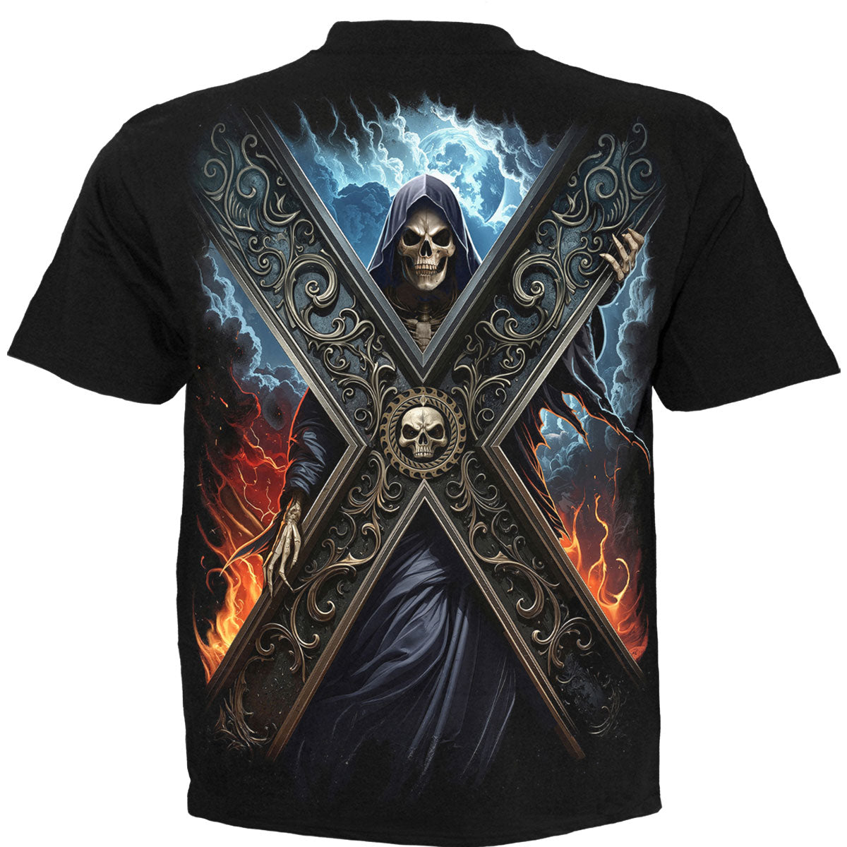 Spiral Unisex T-Shirt: Crossed Over (Black) (Back Print)
