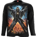 Spiral Unisex Long Sleeve T-Shirt: Crossed Over (Black) (Back & Sleeve Print)