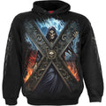 Spiral Unisex Pullover Hoodie: Crossed Over (Black) (Back & Sleeve Print)