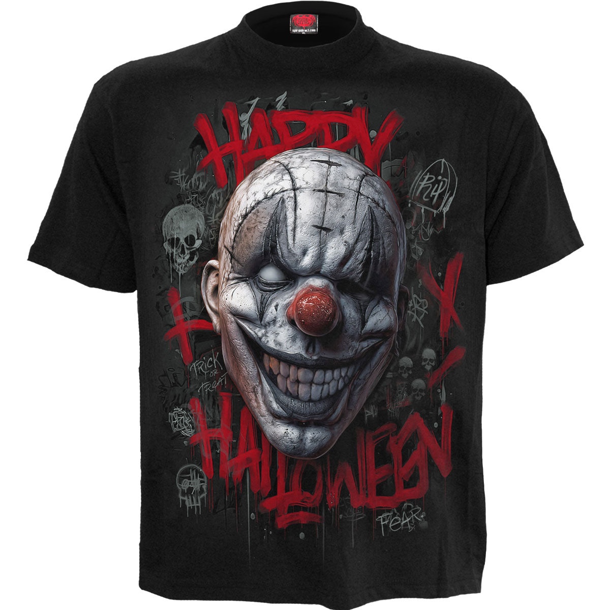 Spiral Unisex T-Shirt: Happy Horroween (Black) (Back Print)