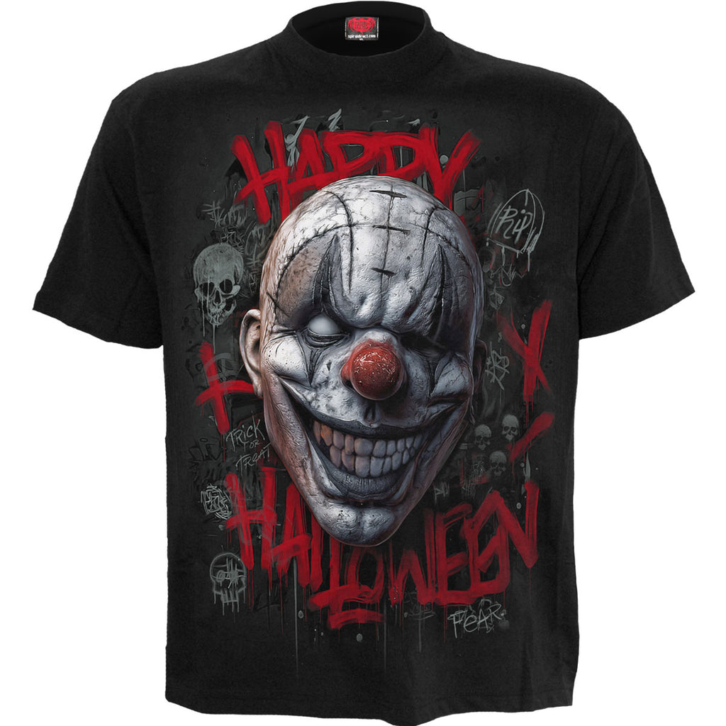 Spiral Unisex T-Shirt: Happy Horroween (Black) (Back Print)