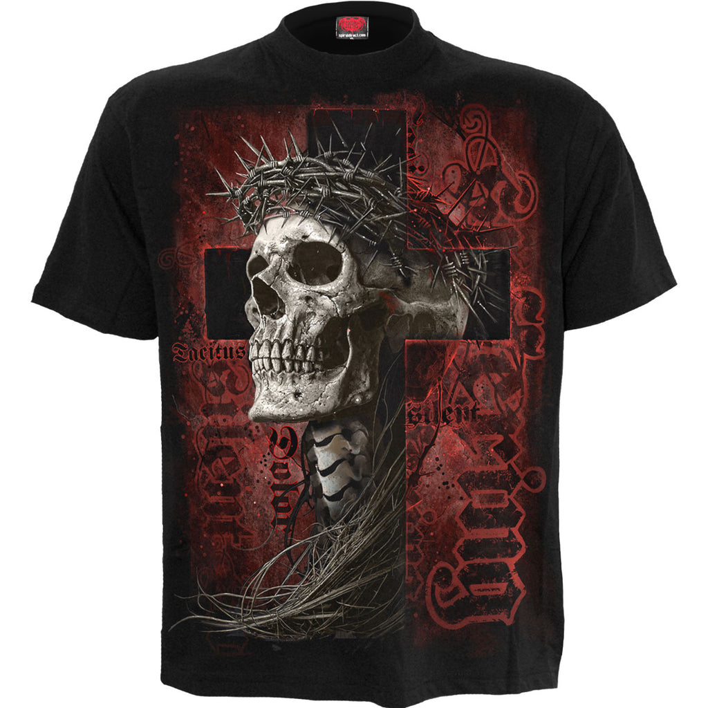 Spiral Unisex T-Shirt: Silent Suffering (Black) (Back Print)