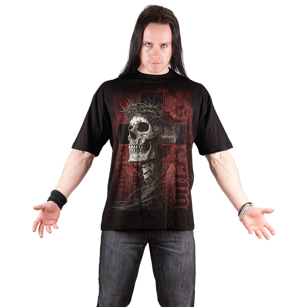 Spiral Unisex T-Shirt: Silent Suffering (Black) (Back Print)