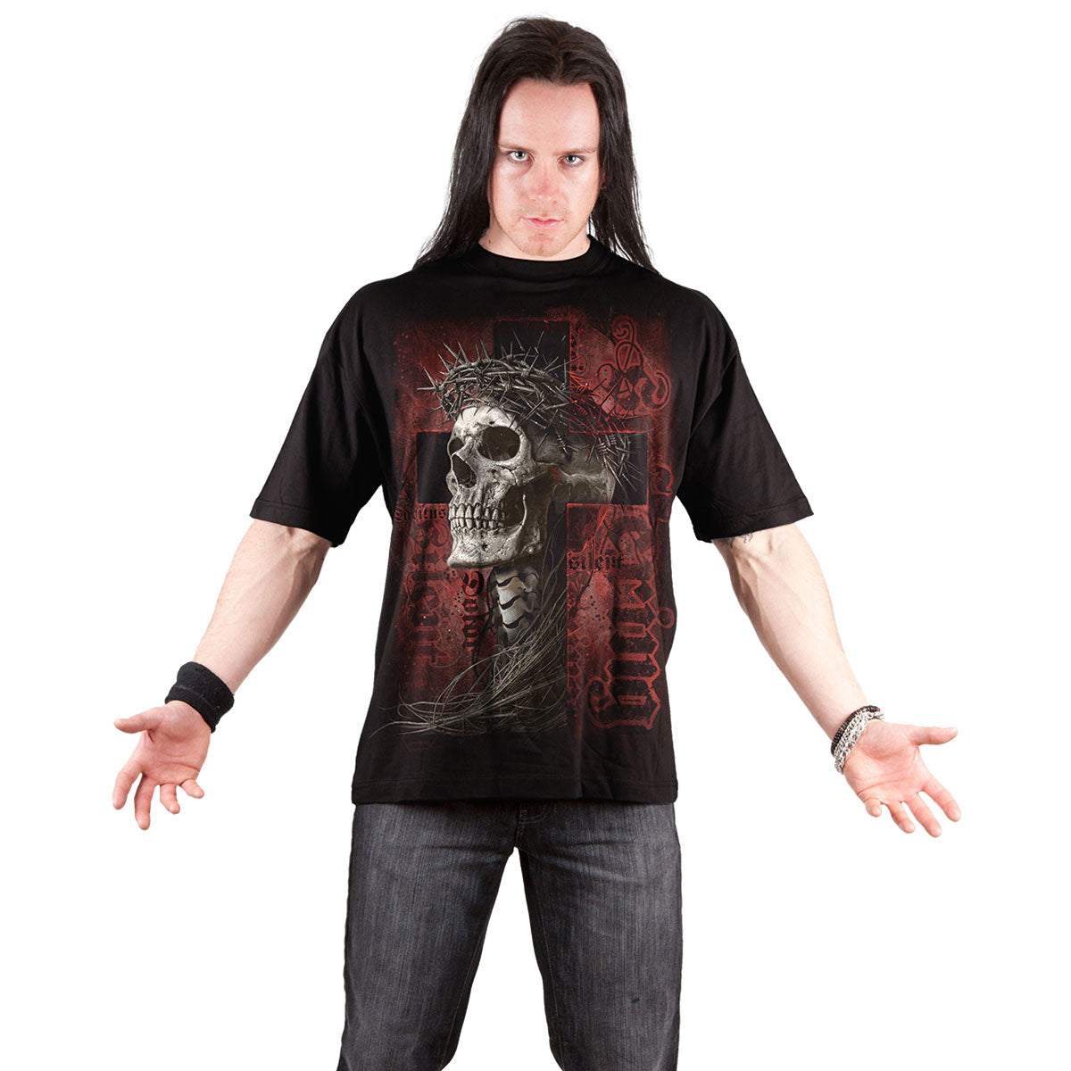 Spiral Unisex T-Shirt: Silent Suffering (Black) (Back Print)