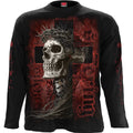 Spiral Unisex Long Sleeve T-Shirt: Silent Suffering (Black) (Back & Sleeve Print)