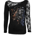 Spiral Ladies Lace One Shoulder Top: Gothic Grace (Black)