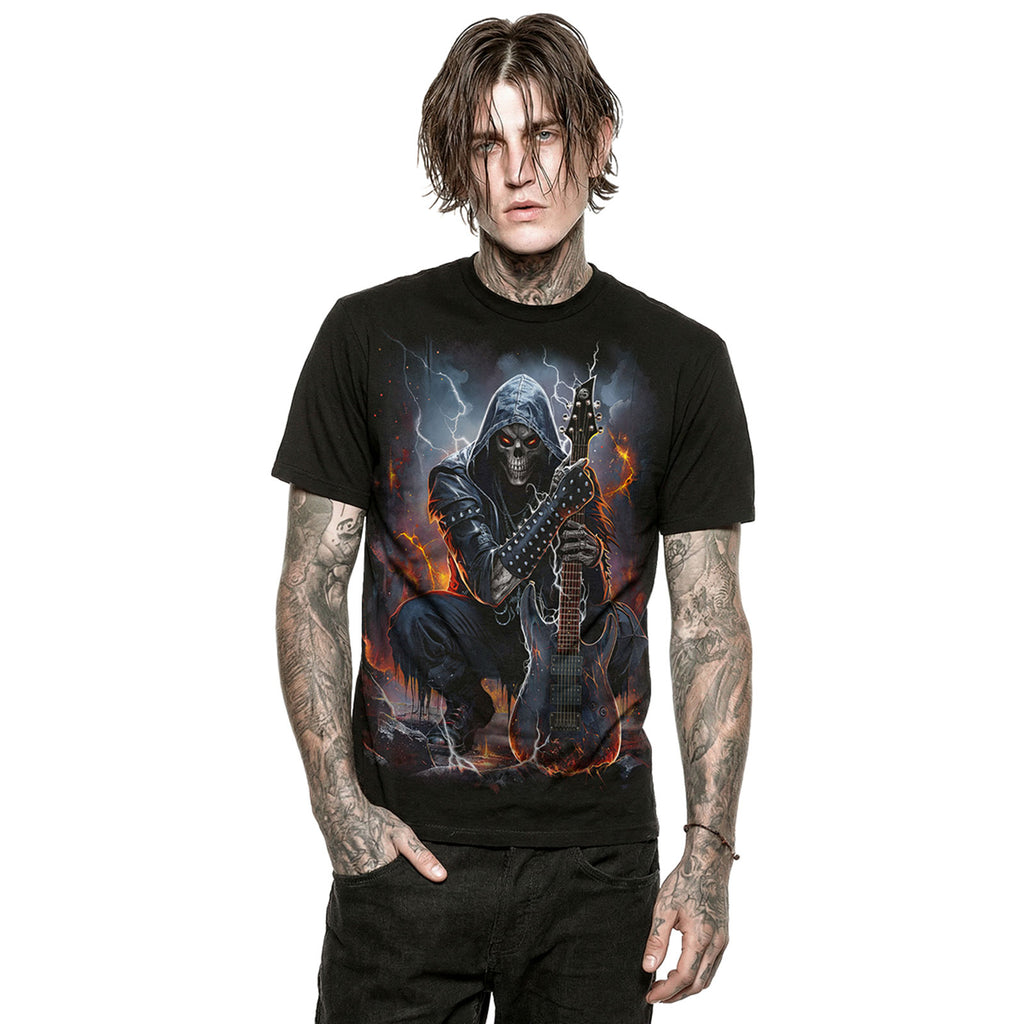 Spiral Unisex T-Shirt: Death Rocker (Black) (Back Print)
