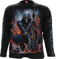 Spiral Unisex Long Sleeve T-Shirt: Death Rocker (Black) (Back & Sleeve Print)