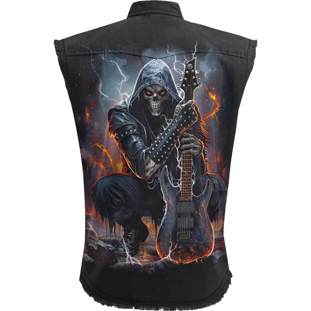 Spiral Unisex Worker Shirt: Death Rocker (Black) (Back Print)