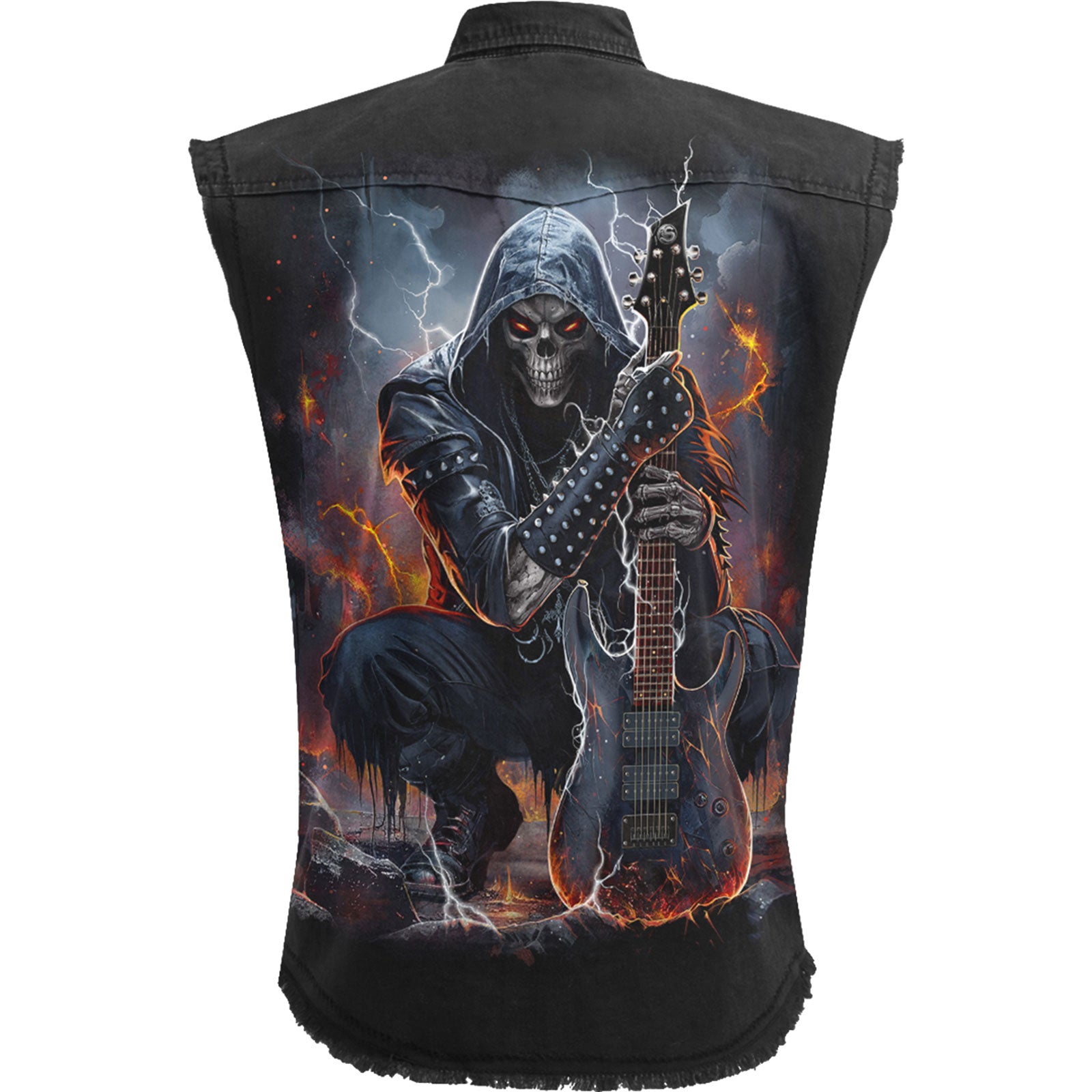 Spiral Unisex Worker Shirt: Death Rocker (Black) (Back Print)