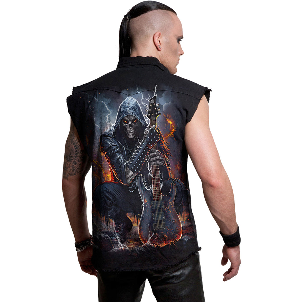 Spiral Unisex Worker Shirt: Death Rocker (Black) (Back Print)