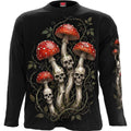 Spiral Unisex Long Sleeve T-Shirt: Shrooms (Black) (Back & Sleeve Print) (MISSING PRICE)