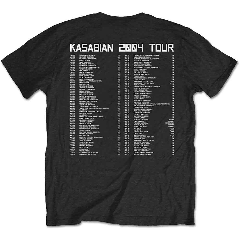 Kasabian Unisex T-Shirt: Ultra Face 2004 Tour (Black) (Back Print)