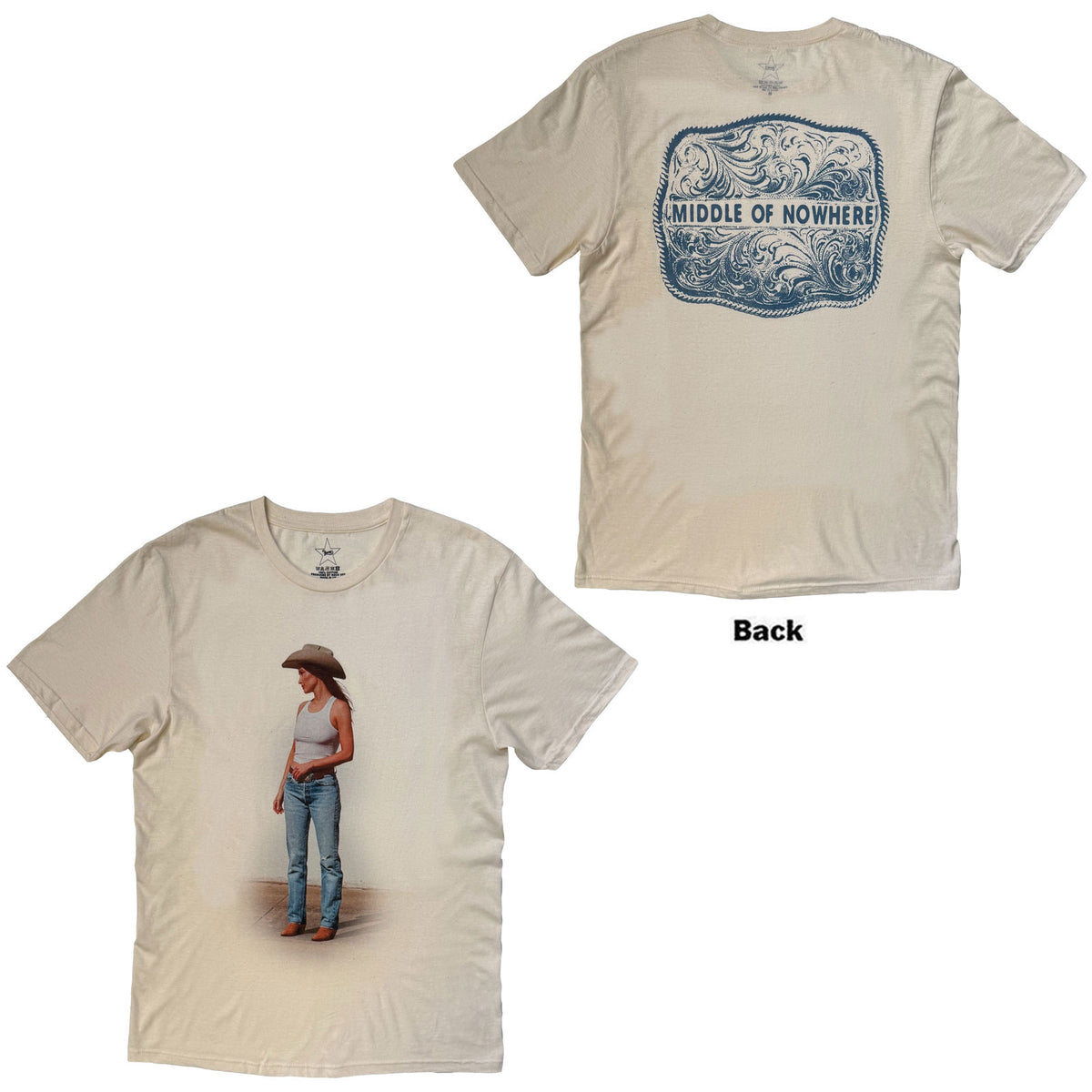 Kacey Musgraves Unisex T-Shirt: Middle Of Nowhere (Natural) (Back Print)