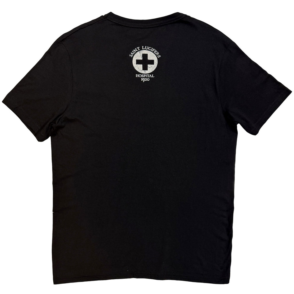 King Diamond Unisex T-Shirt: Saint Lucifer's Hospital (Black) (Back Print)