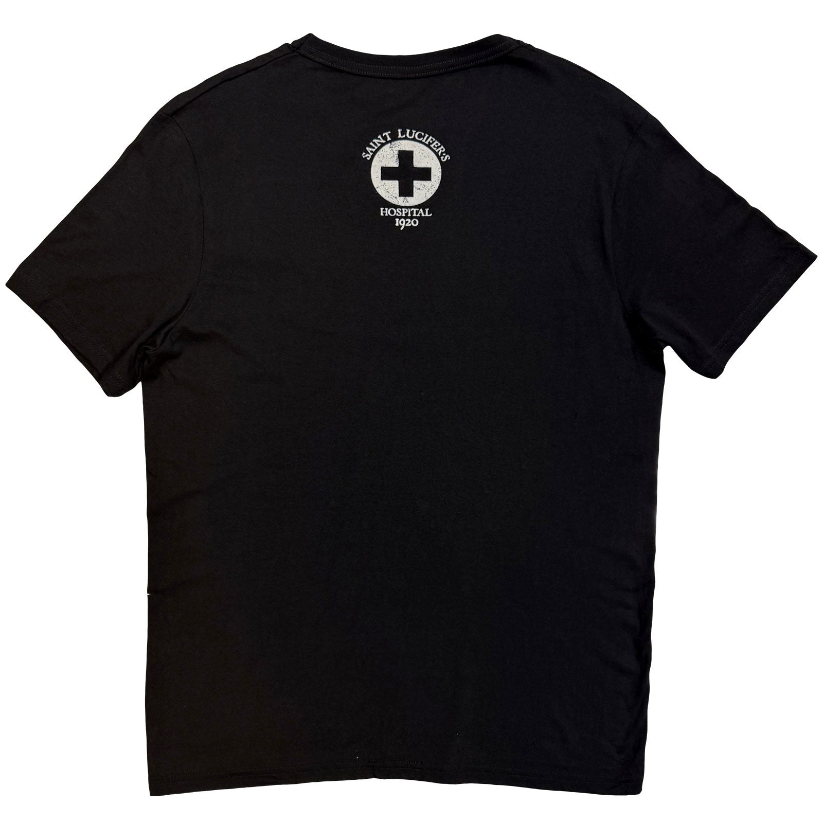 King Diamond Unisex T-Shirt: Saint Lucifer's Hospital (Black) (Back Print)