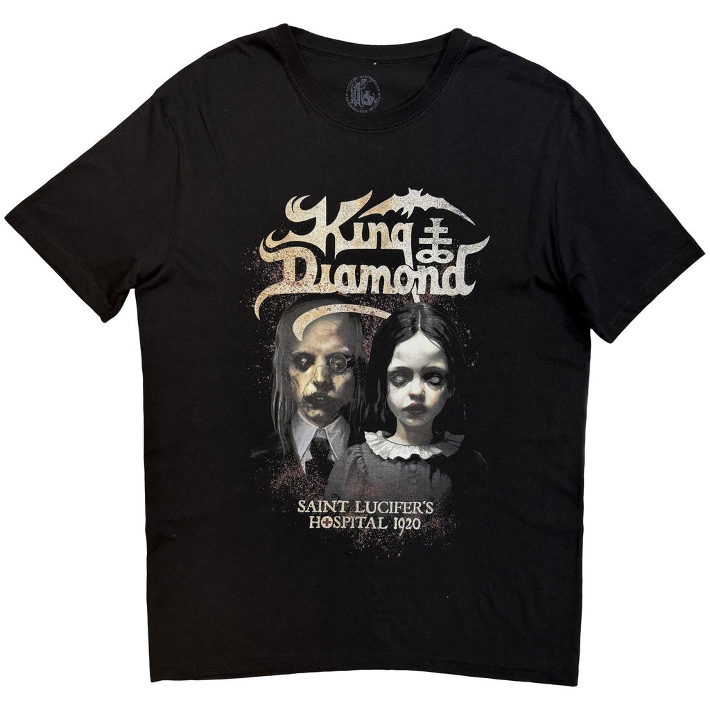 King Diamond Unisex T-Shirt: Saint Lucifer's Hospital (Black) (Back Print)