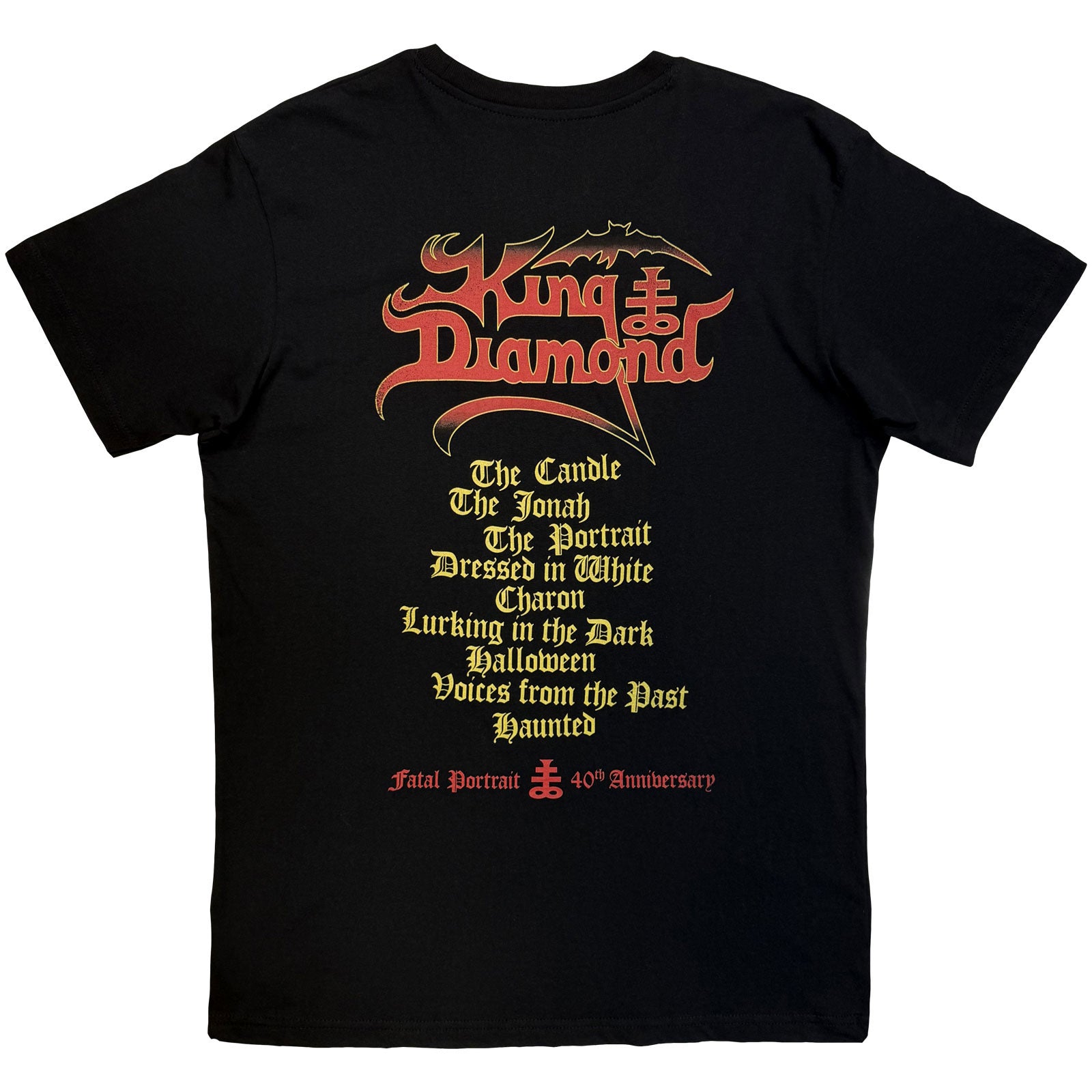 King Diamond Unisex T-Shirt: Fatal Portrait (Black) (Back Print)