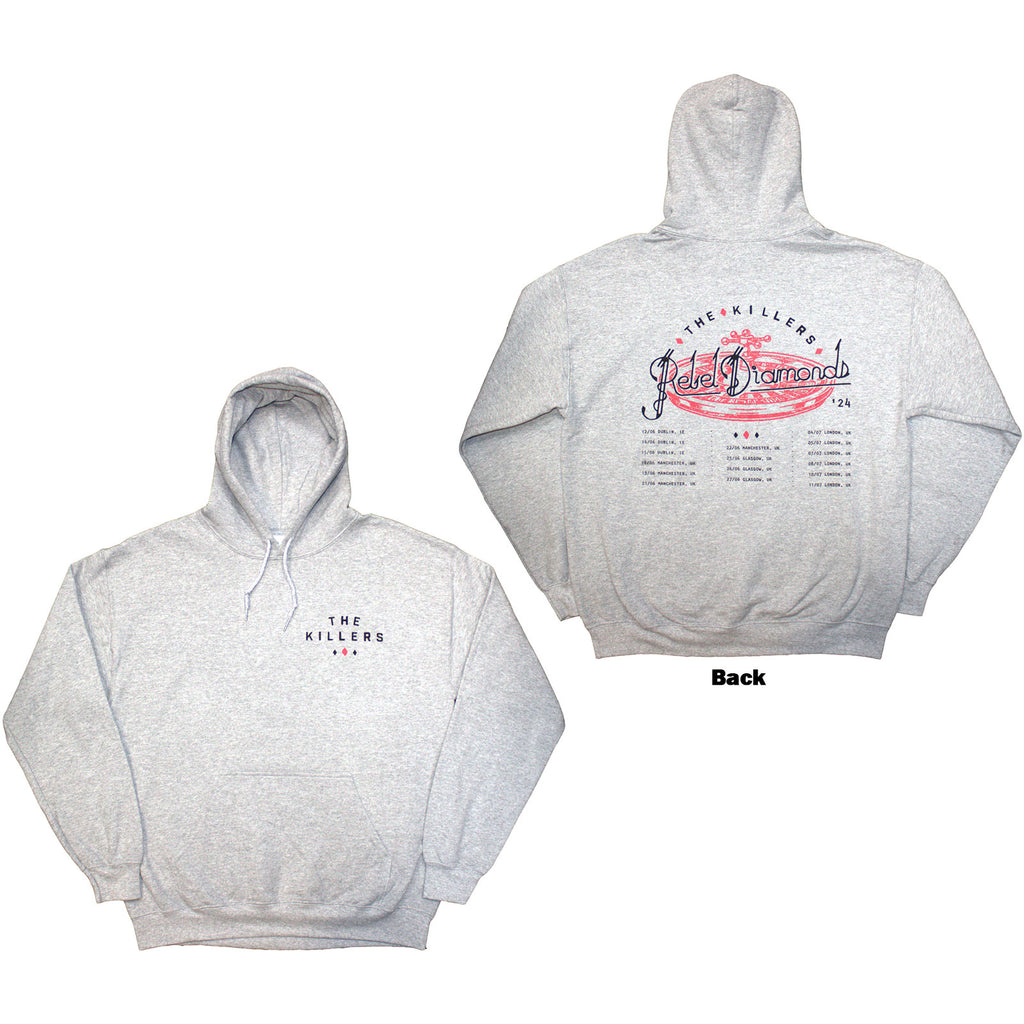 The Killers Unisex Pullover Hoodie: Tour '24 Roulette Wheel (Grey) (Back Print & Ex-Tour)