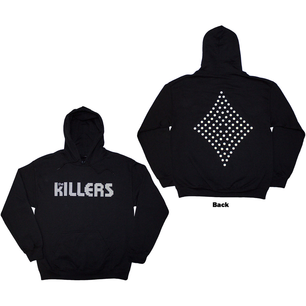 The Killers Unisex Pullover Hoodie: Tour '24 Dots Logo Diamond (Black) (Back Print & Ex-Tour)