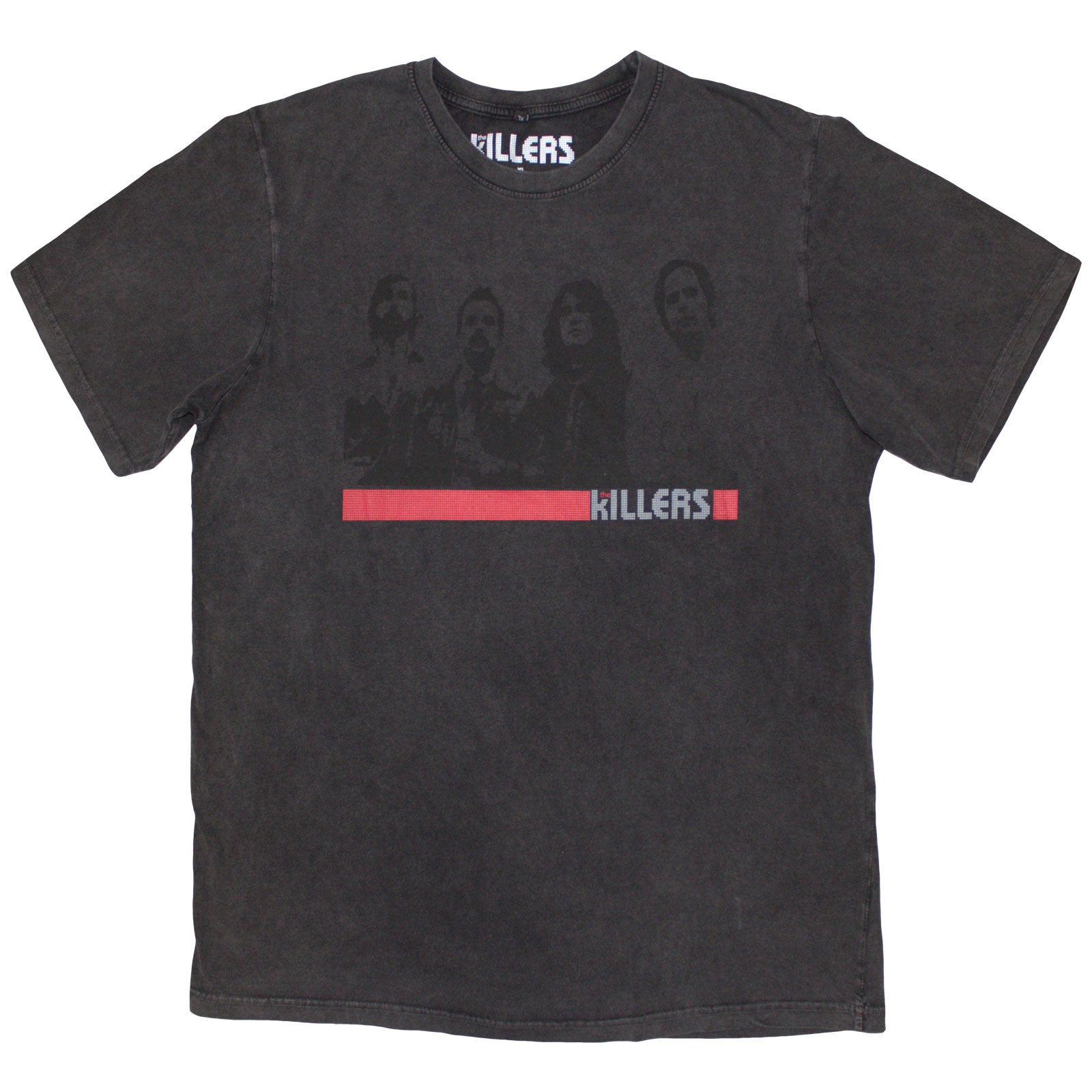 The Killers Unisex Stone Wash T-Shirt: Band Photo Mono (Charcoal Grey)
