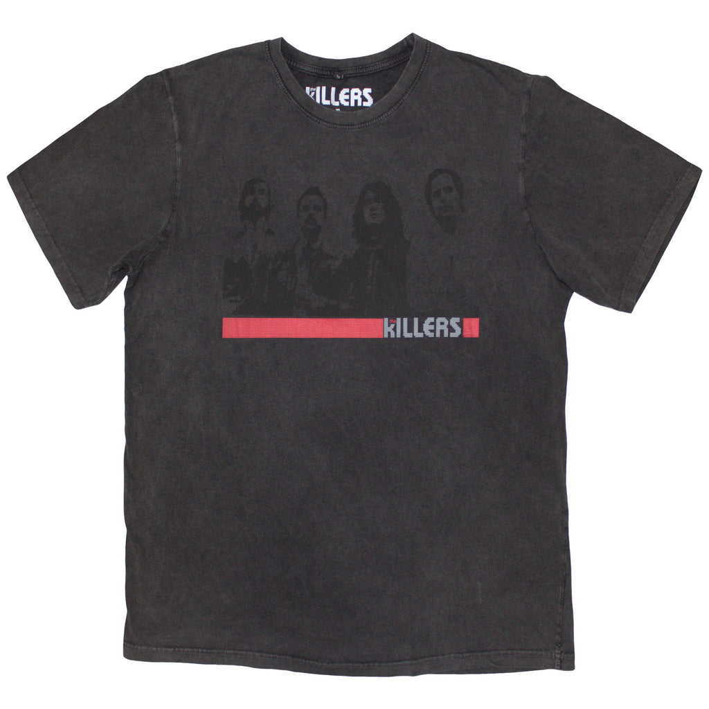The Killers Unisex Stone Wash T-Shirt: Band Photo Mono (Charcoal Grey)