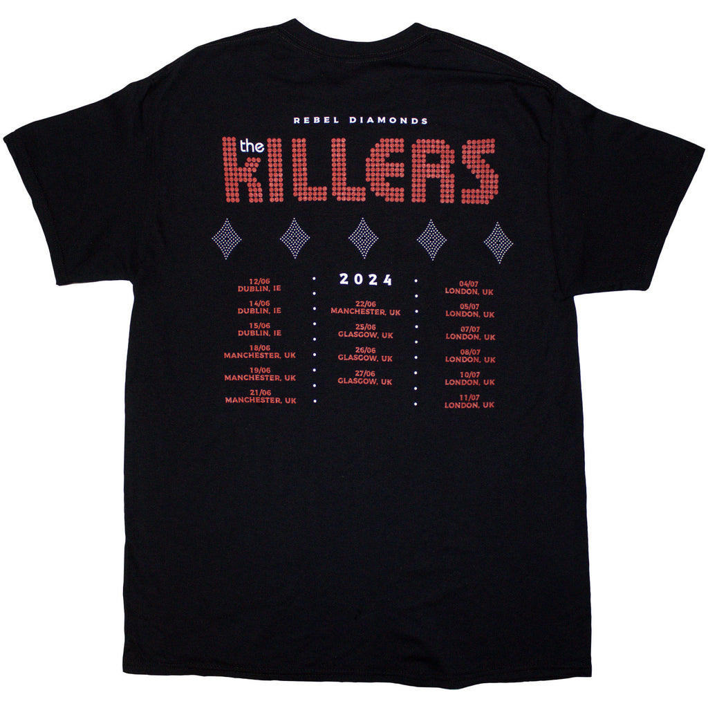 The Killers Unisex T-Shirt: Tour '24 Rebel Diamonds (Black) (Back Print & Ex-Tour)