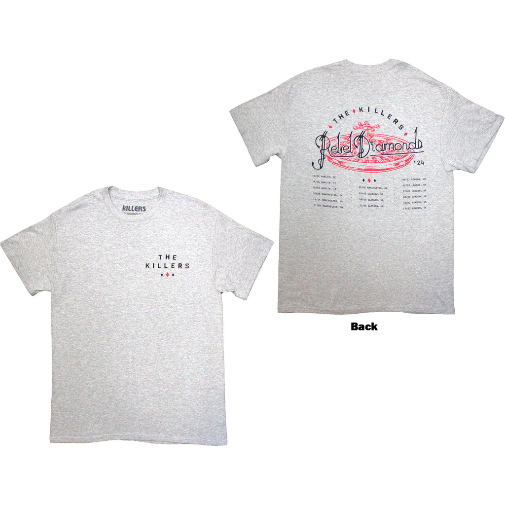 The Killers Unisex T-Shirt: Tour '24 Roulette Wheel (Grey) (Back Print & Ex-Tour)