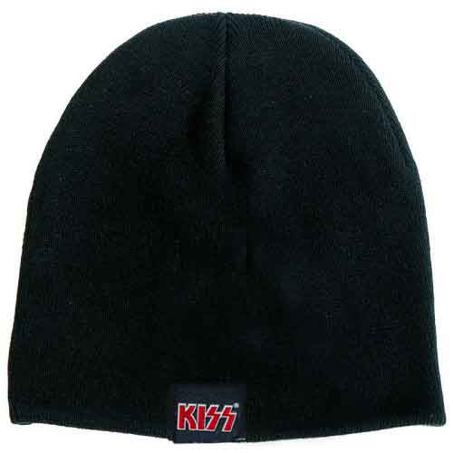 KISS Unisex Beanie Hat: Red on White Logo (Black)