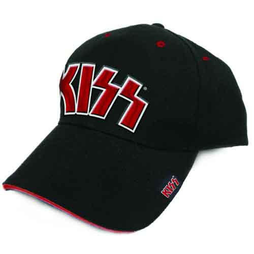 KISS Unisex Baseball Cap: Red on White Logo (Black)